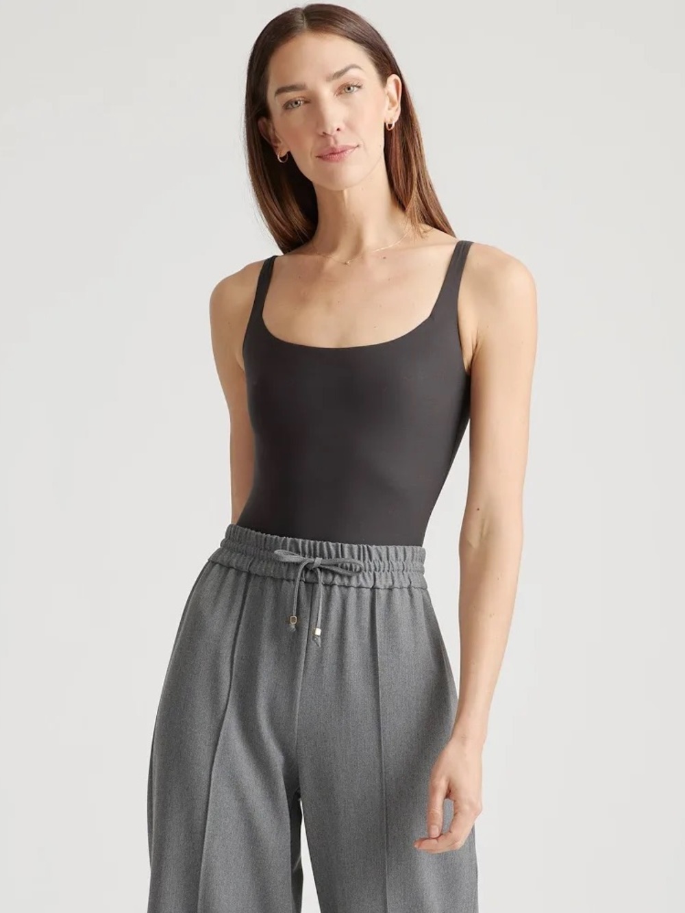 Quince Second Skin Square Neck Tank Bodysuit